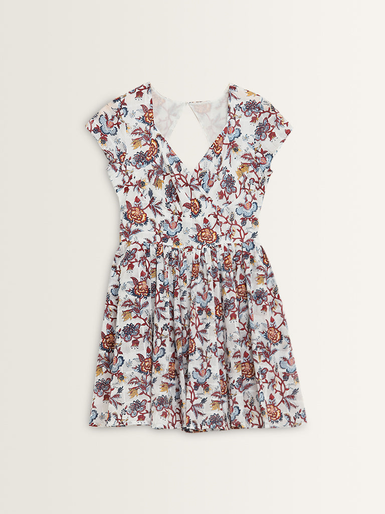 Bombay Paisley Multicolour Floral A-Line Cotton Dress