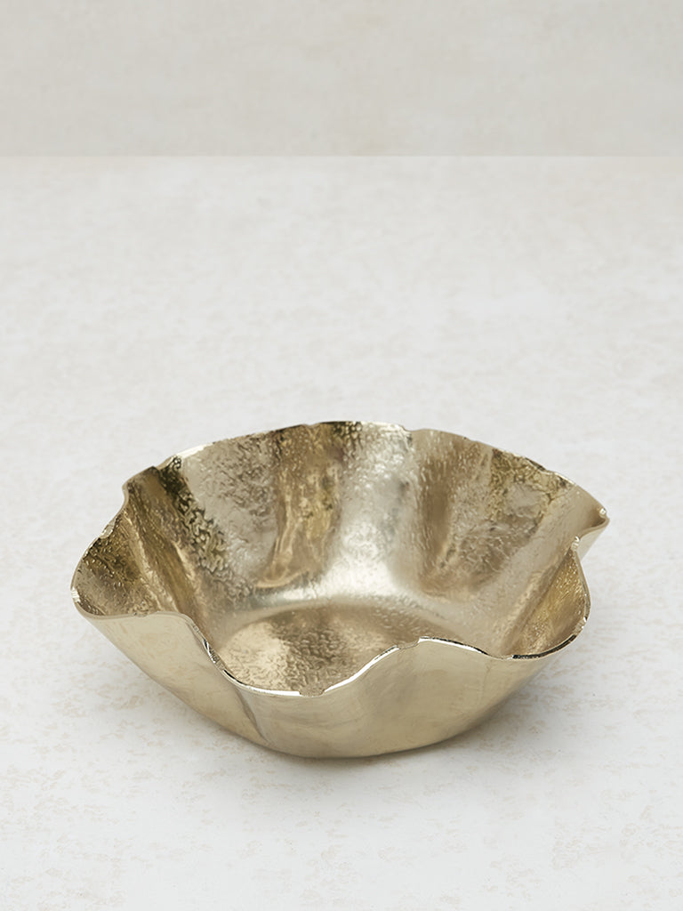 Westside Home Gold Ridged Small Metal Bowl