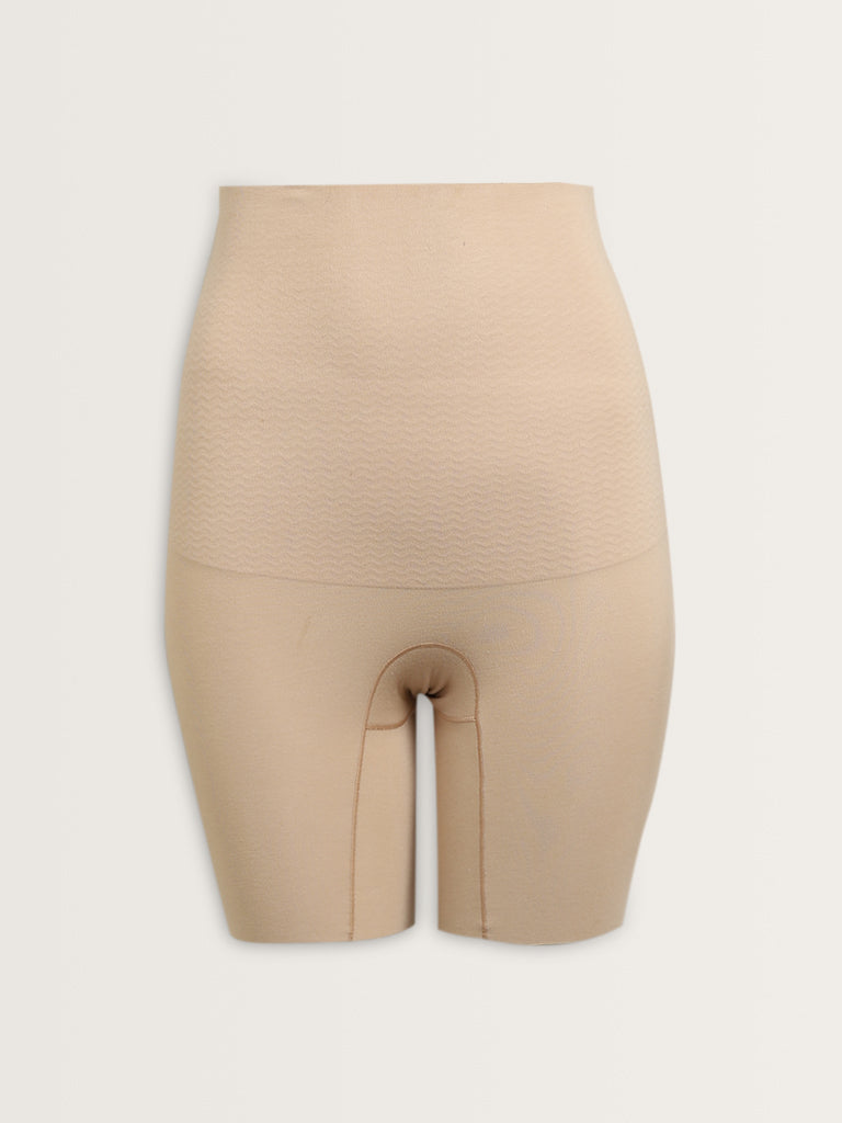 Wunderlove Beige Cotton Blend Shaping Shorts