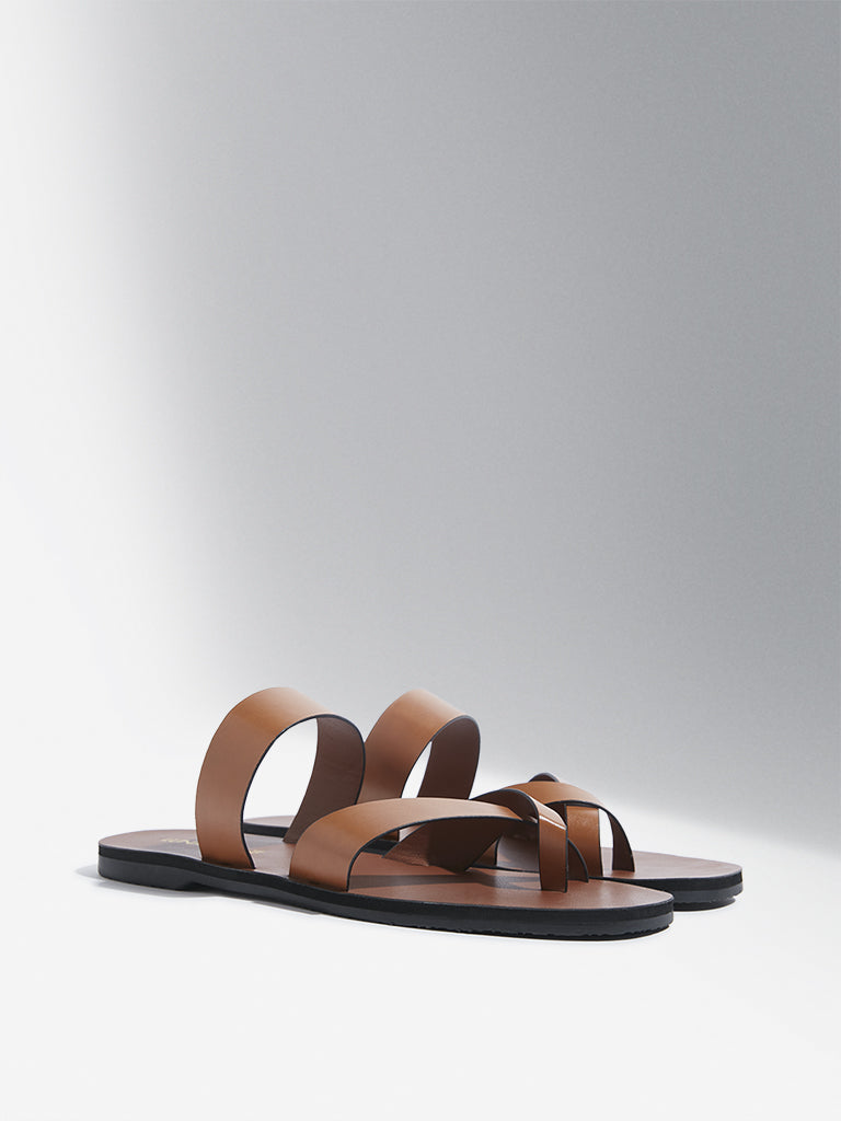 LUNA BLU Tan Toe-Ring Slides