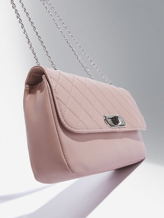 Westside Accessories Dusty Pink Quilted Sling Bag