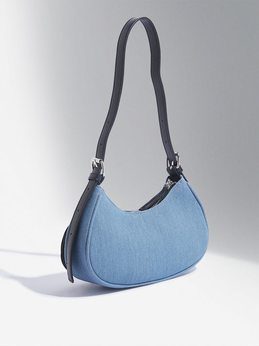 Westside Accessories Blue Denim Hobo Shoulder Bag