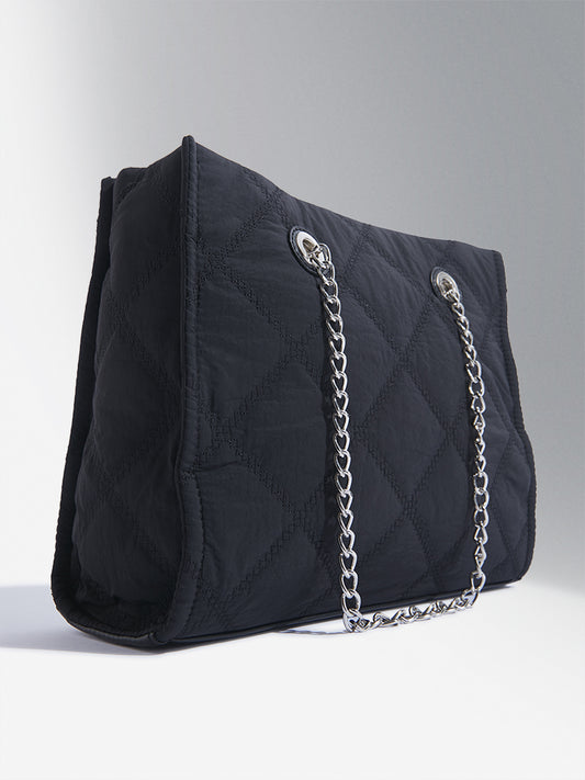 Westside Accessories Black Quilted Design Cotton Shoulder Bag