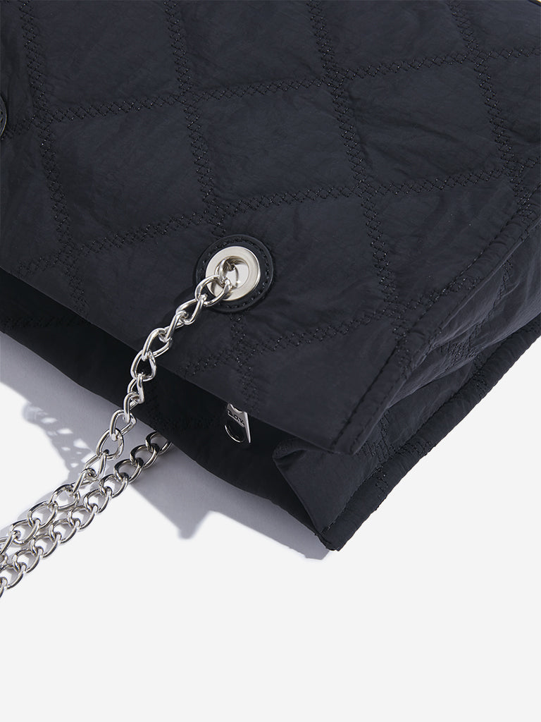 Westside Black Quilted Design Cotton Shoulder Bag