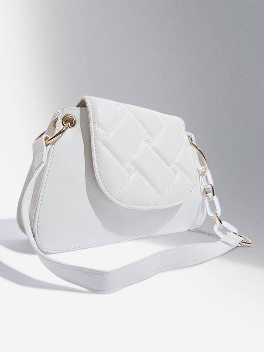 Westside Accessories White Quilted Chain-Strap Shoulder Bag