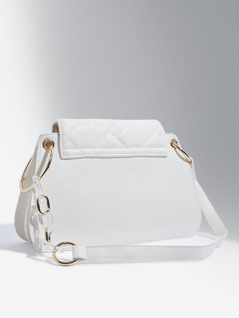 Westside Accessories White Quilted Chain-Strap Shoulder Bag