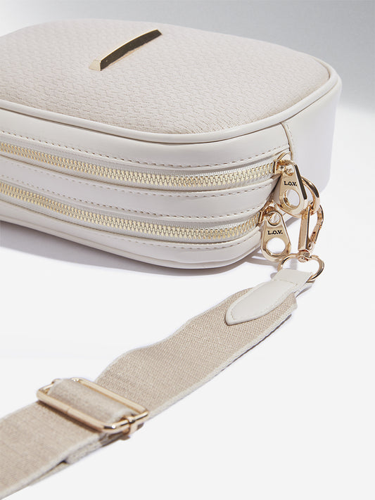 Westside Accessories Off-White Textured Crossbody Bag
