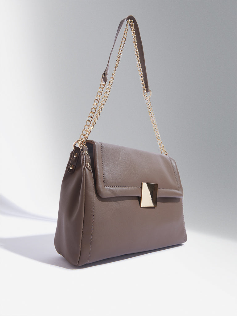 Westside Dark Brown Chain-Strap Shoulder Bag