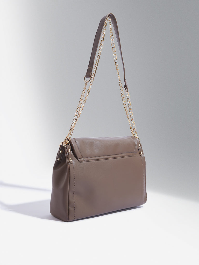 Westside Dark Brown Chain-Strap Shoulder Bag