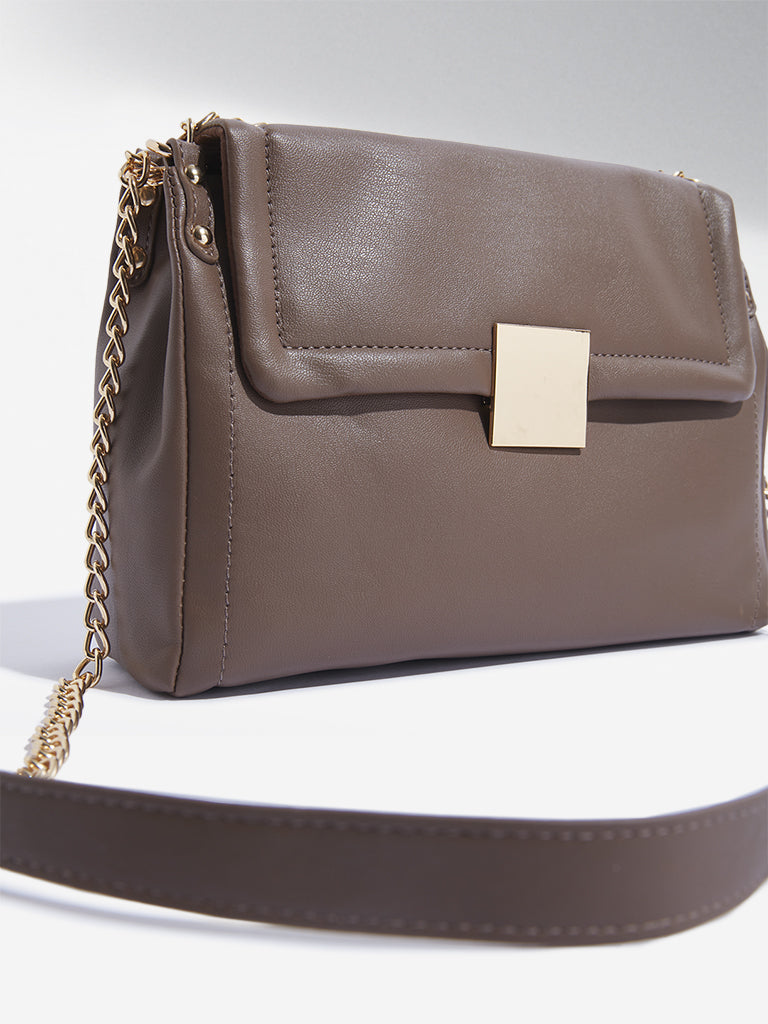 Westside Dark Brown Chain-Strap Shoulder Bag