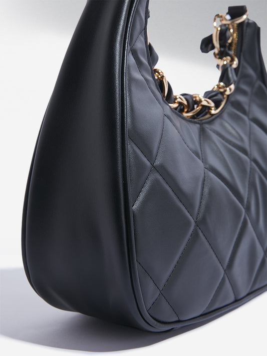 Westside Accessories Black Quilted Hobo Shoulder Bag