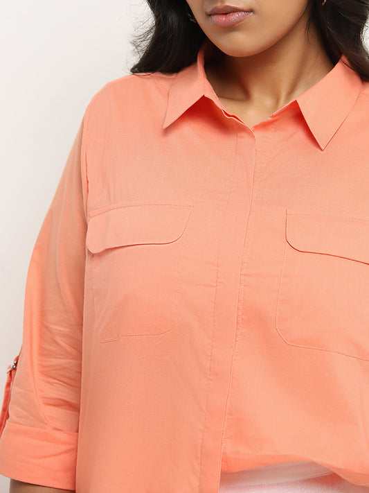 Gia Orange Solid Cotton Shirt