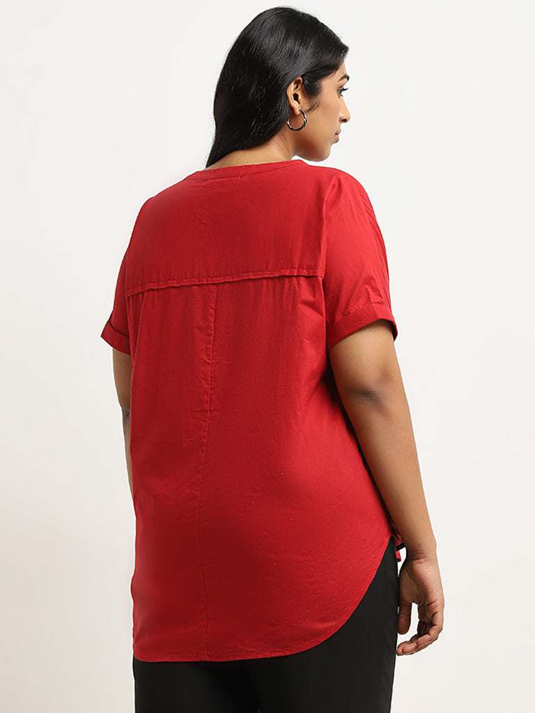 Gia Red Solid Cotton Top