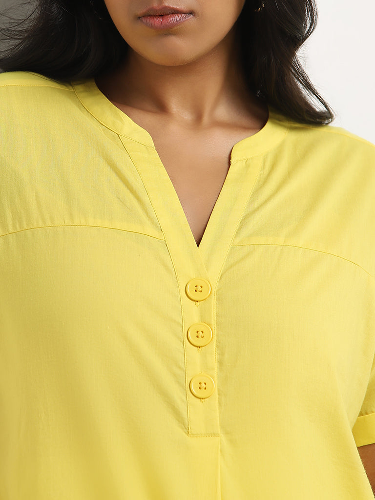 Gia Yellow Solid Cotton Top