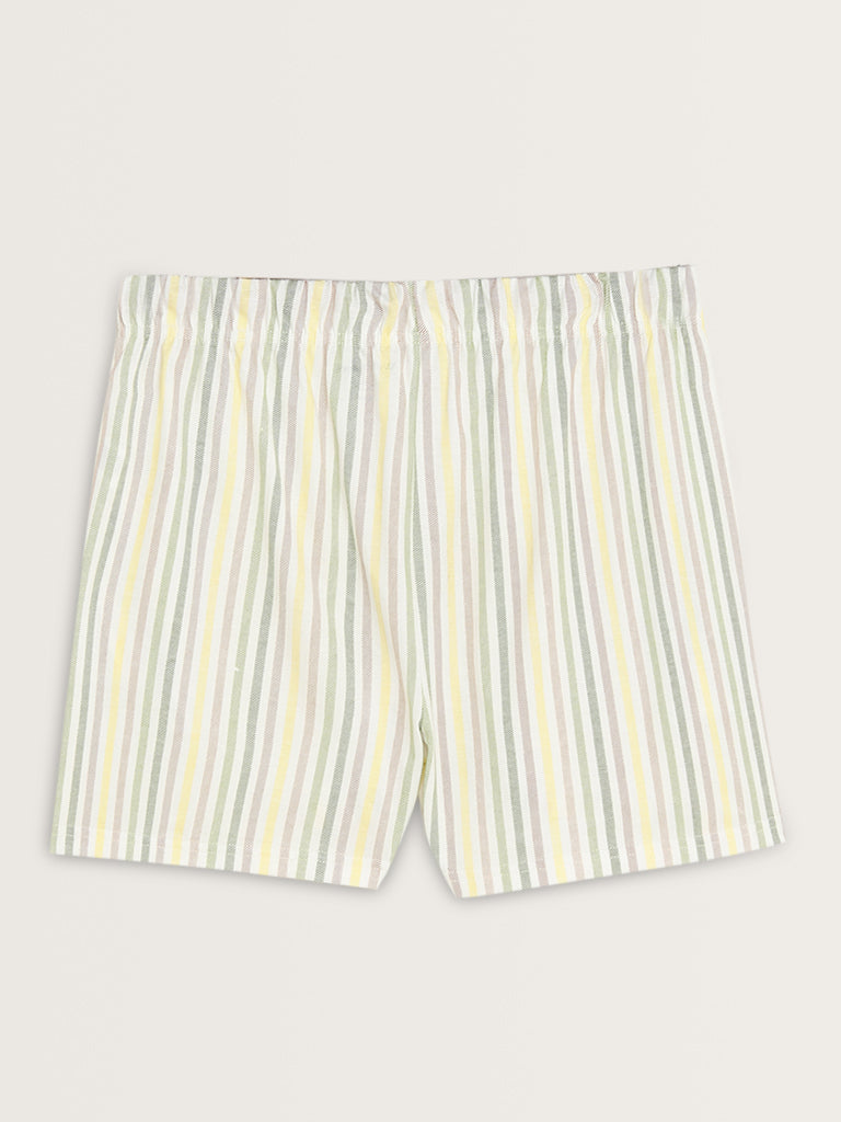 Wunderlove Multicolour Striped High-Rise Cotton Shorts