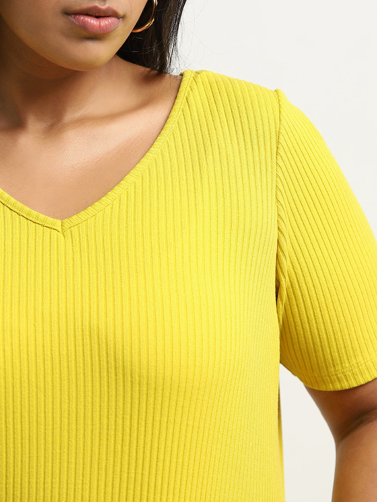 Gia Yellow Ribbed T-Shirt