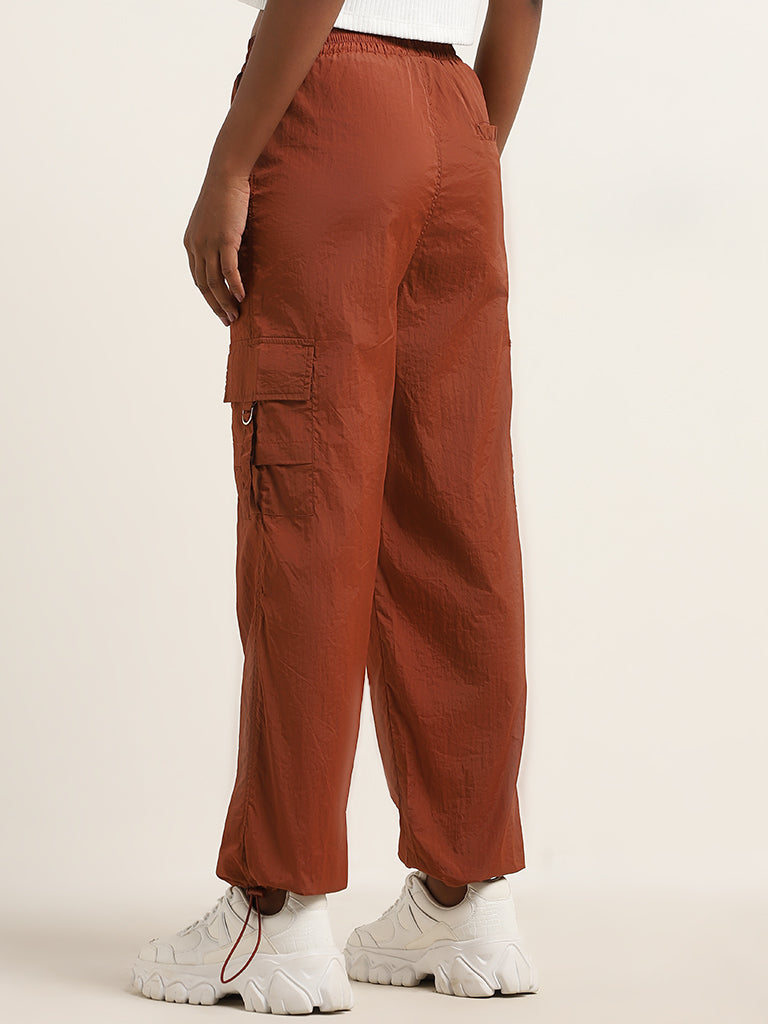 Studiofit Rust Cargo-Style Mid-Rise Pants