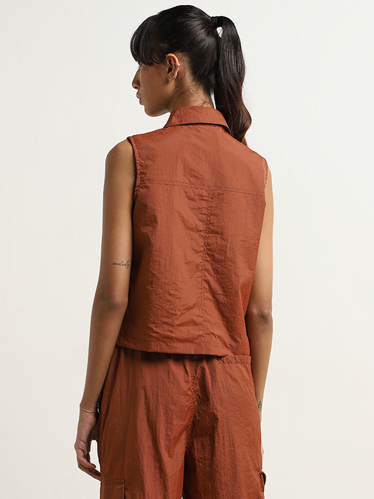 Studiofit Rust Sleeveless Utility Jacket