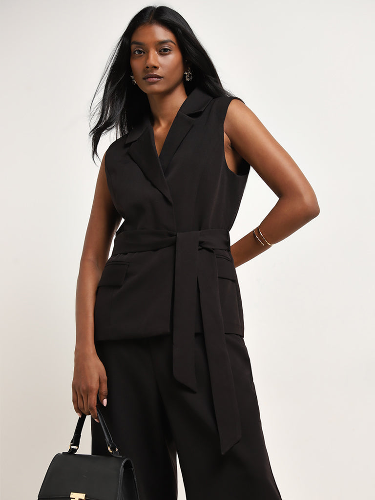 Wardrobe Black Wrap-Over Blazer with Belt