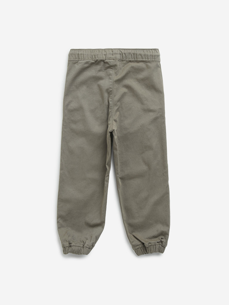 HOP Kids Olive Mid-Rise Cotton Blend Joggers