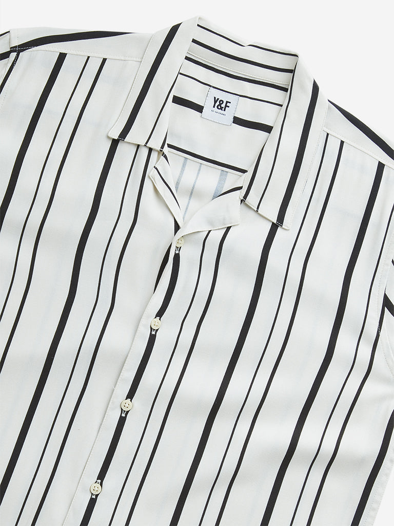 Y&F Kids Black Striped Resort-Fit Shirt