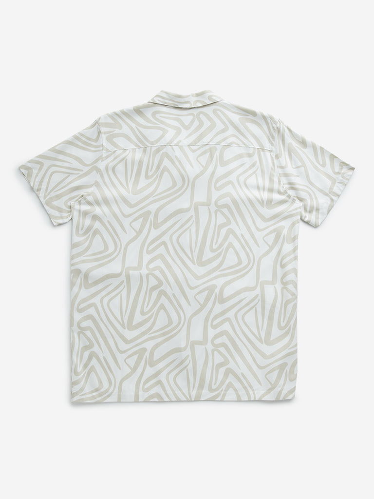 Y&F Kids Beige Abstract Print Resort-Fit Shirt