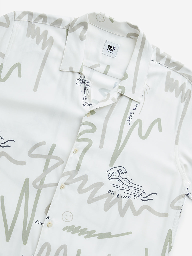 Y&F Kids Off-White Surf-Inspired Resort-Fit Shirt