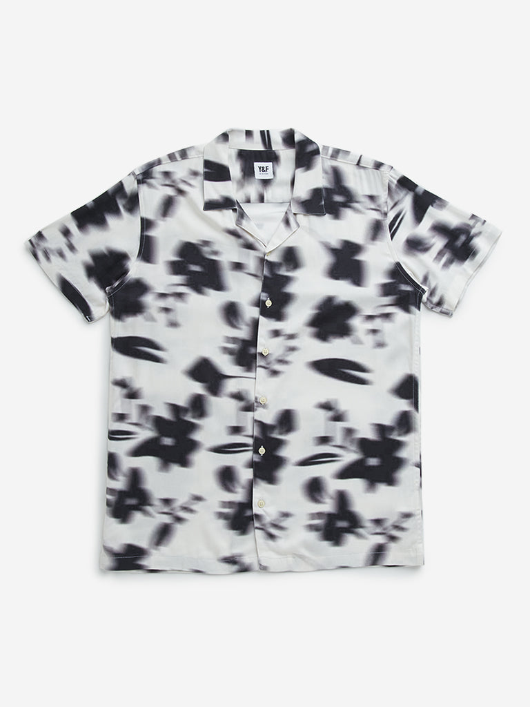 Y&F Kids Black Abstract Design Resort-Fit Shirt