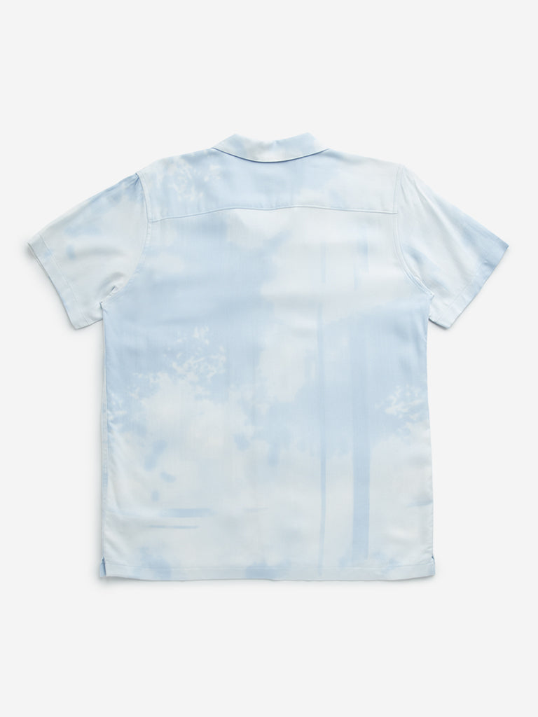 Y&F Kids Blue Tie-Dye Printed Resort-Fit Shirt