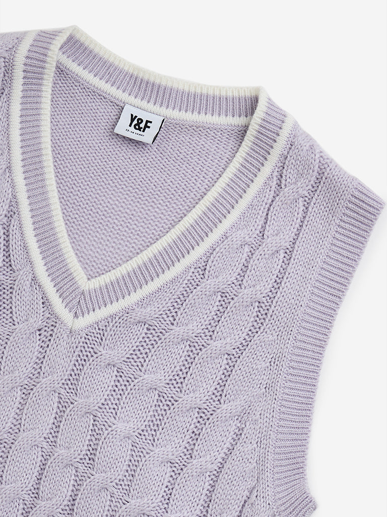 Y&F Kids Lilac Knit-Textured Sweater