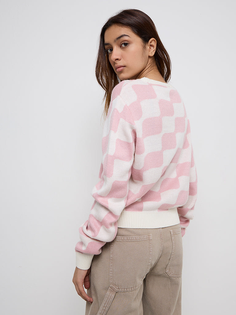 Y&F Kids Pink Block Pattern Sweater