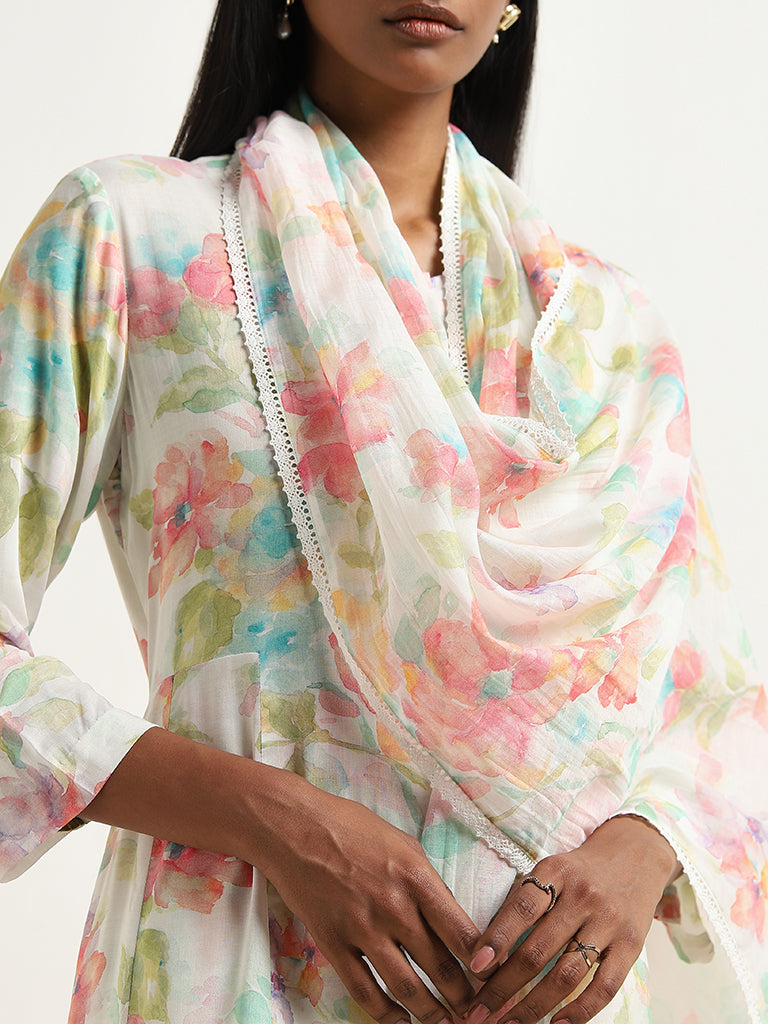 Zuba Multicolour Floral Design Stole