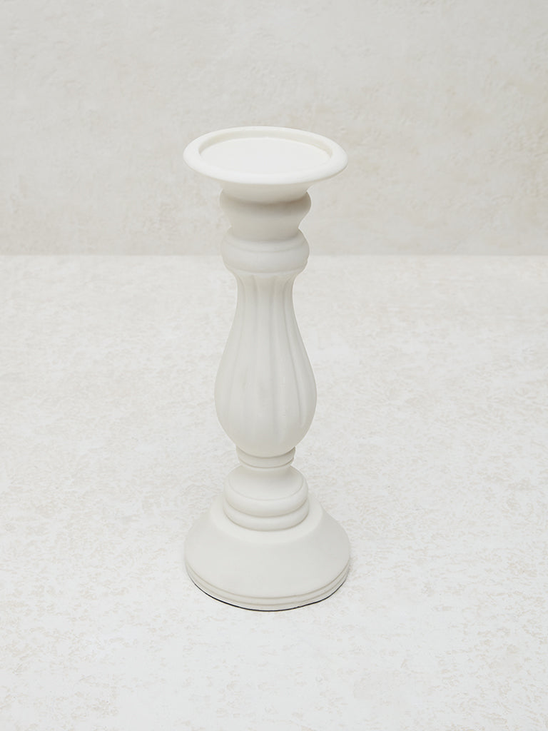 Westside Home White Marble Pillar Candle Stand - Medium