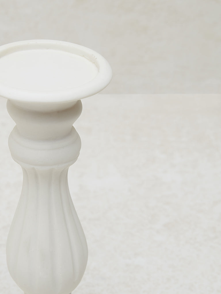 Westside Home White Marble Pillar Candle Stand - Medium