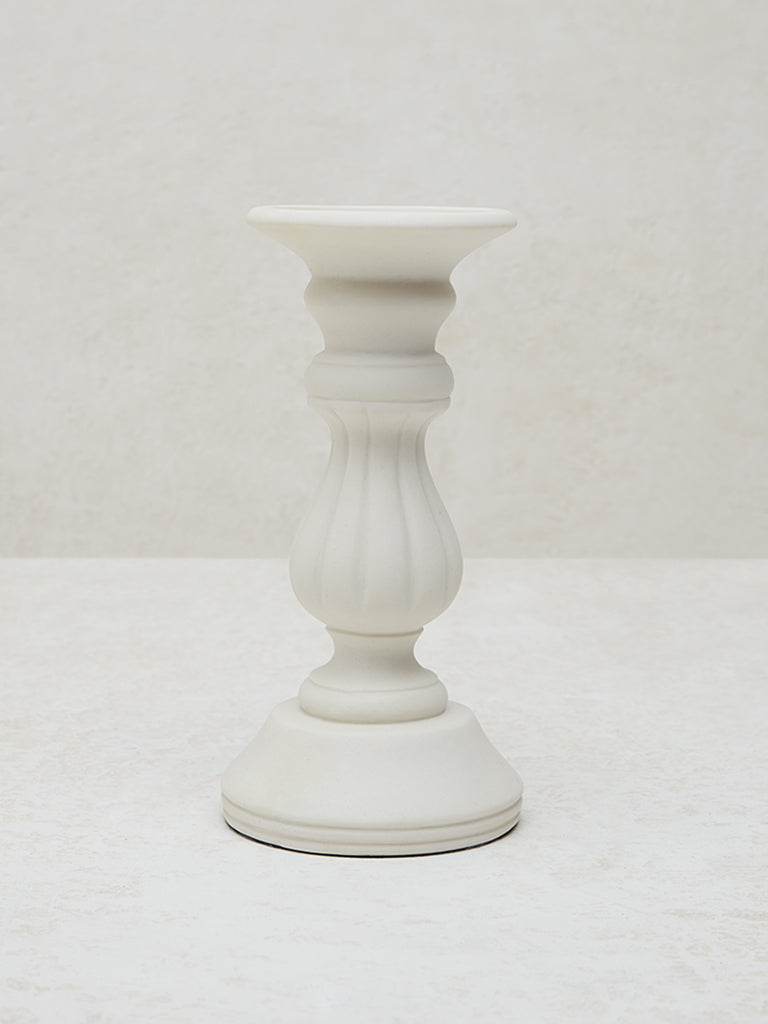 Westside Home White Marble Pillar Candle Stand - Small