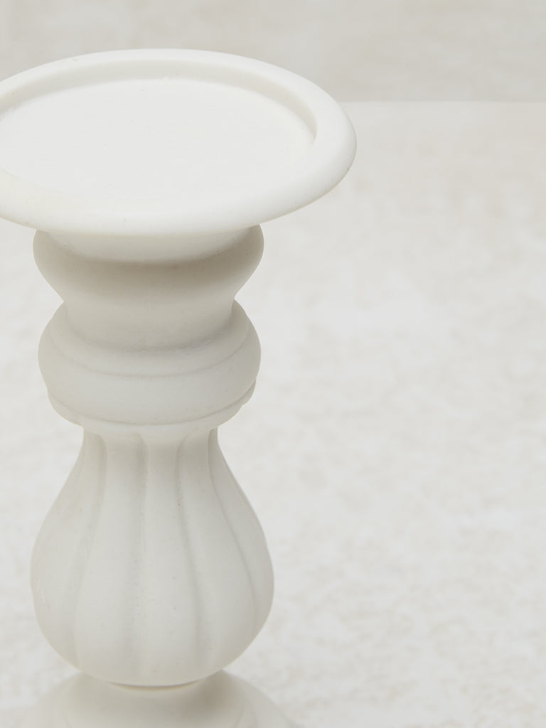 Westside Home White Marble Pillar Candle Stand - Small