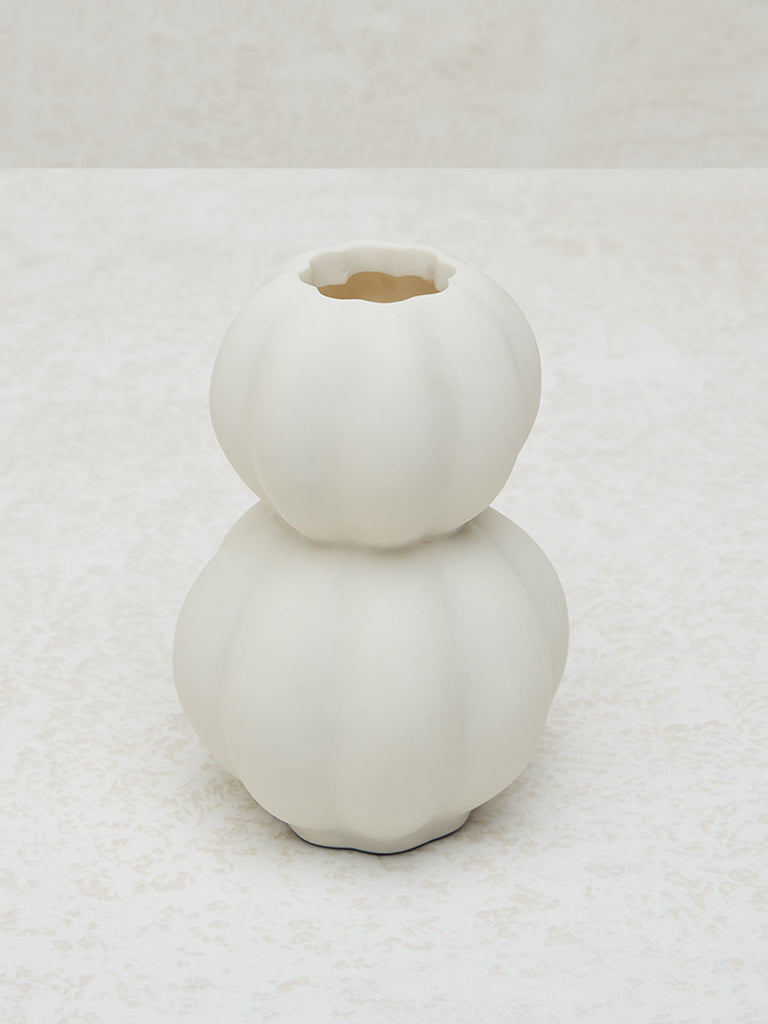 Westside Home White Curved Marble Vase