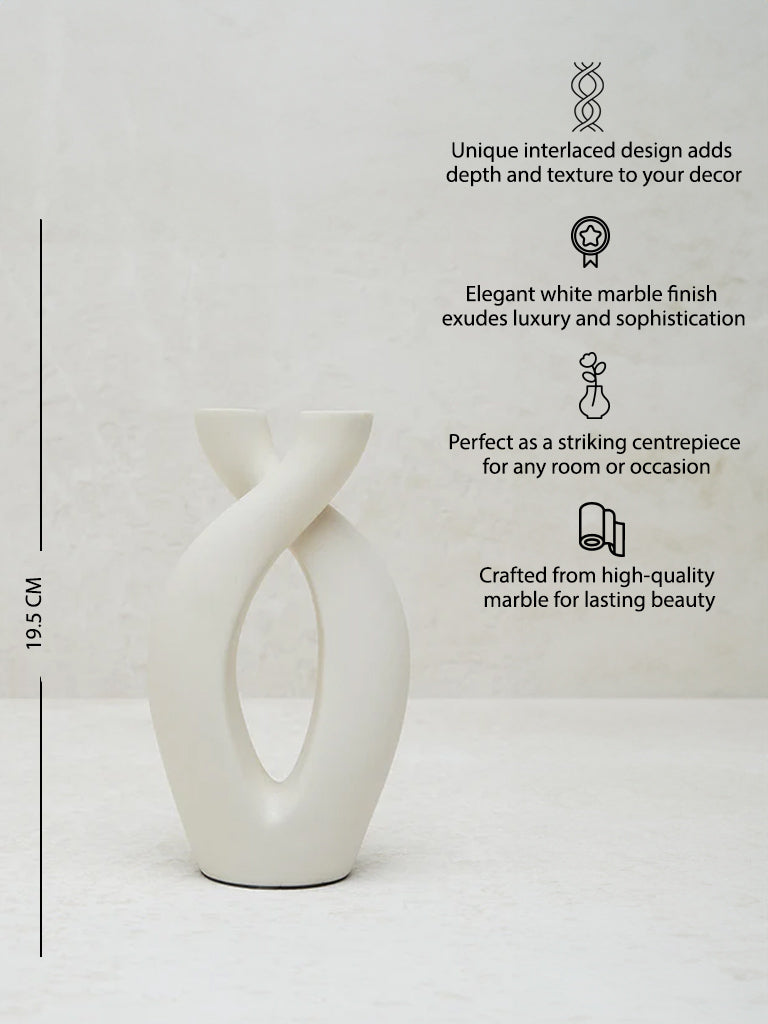 Westside Home White Marble Interlaced Vase