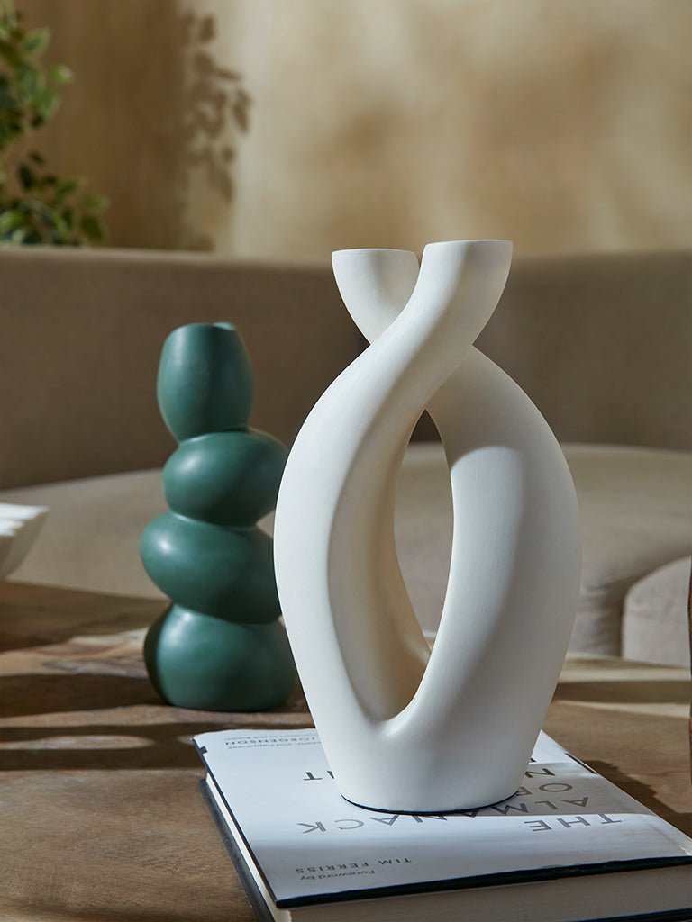 Westside Home White Marble Interlaced Vase