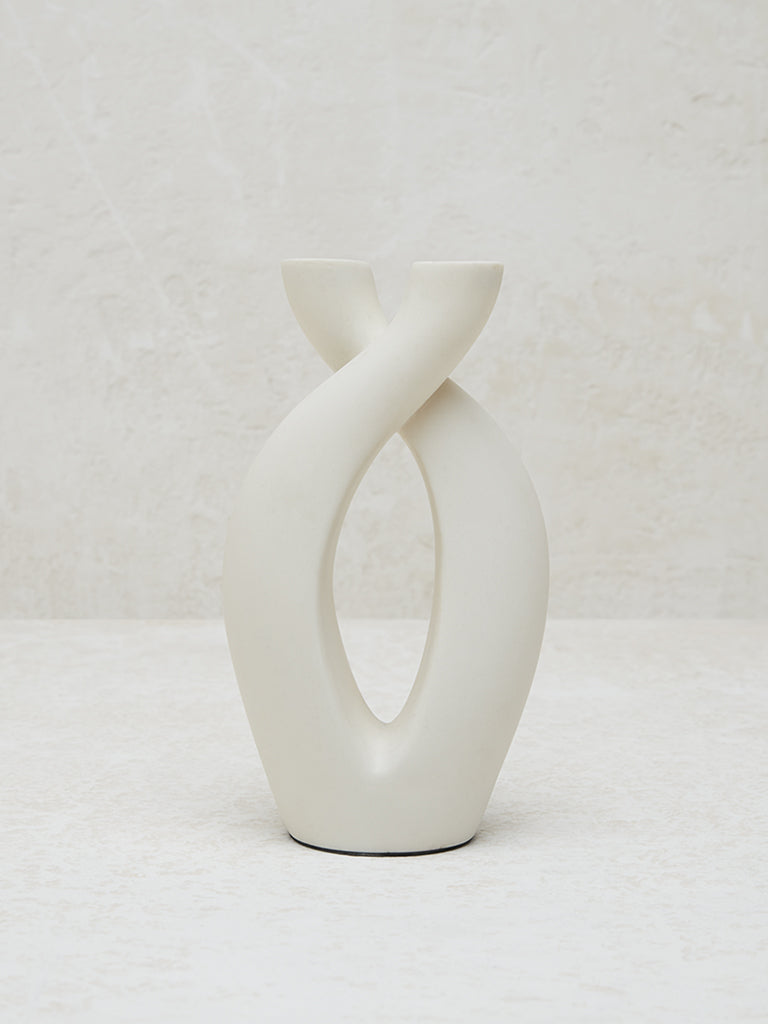 Westside Home White Marble Interlaced Vase