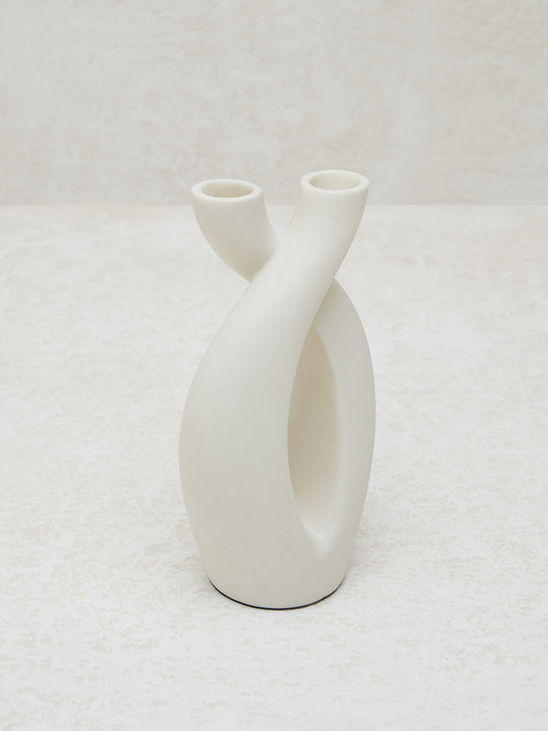 Westside Home White Marble Interlaced Vase