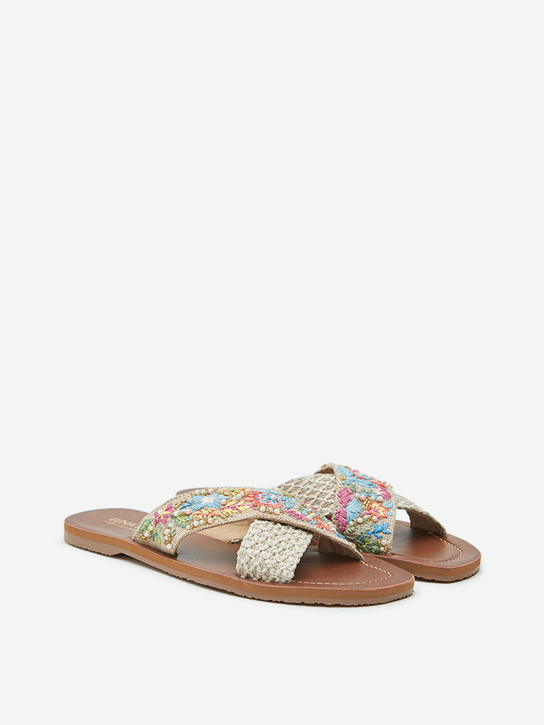 LUNA BLU Multicolour Embellished Slides