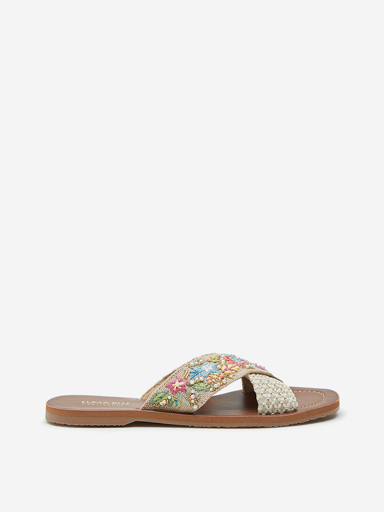 LUNA BLU Multicolour Embellished Slides