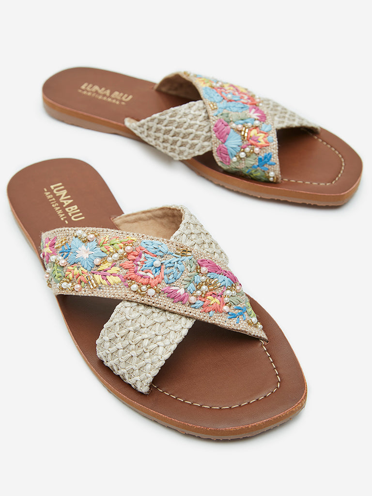 LUNA BLU Multicolour Embellished Slides