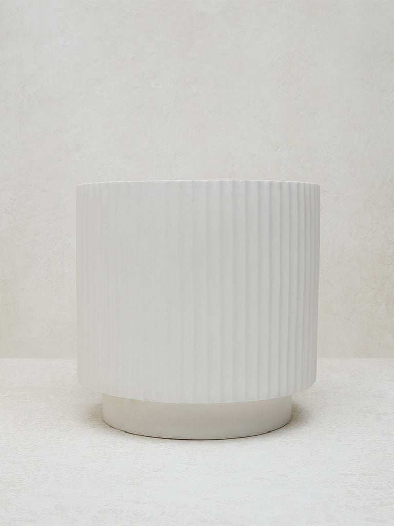 Westside Home White Marble Ribbed-Textured Planter - Large