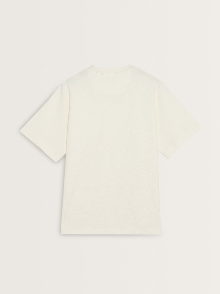 Studiofit White Popcorn Textured Relaxed-Fit T-Shirt