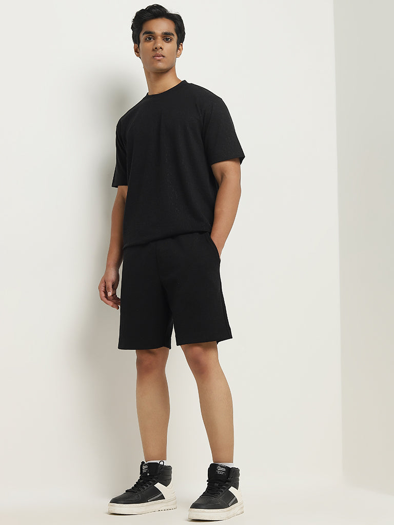 Studiofit Black Relaxed-Fit Mid-Rise Shorts