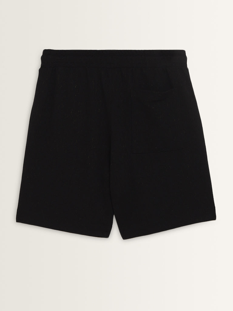 Studiofit Black Relaxed-Fit Mid-Rise Shorts