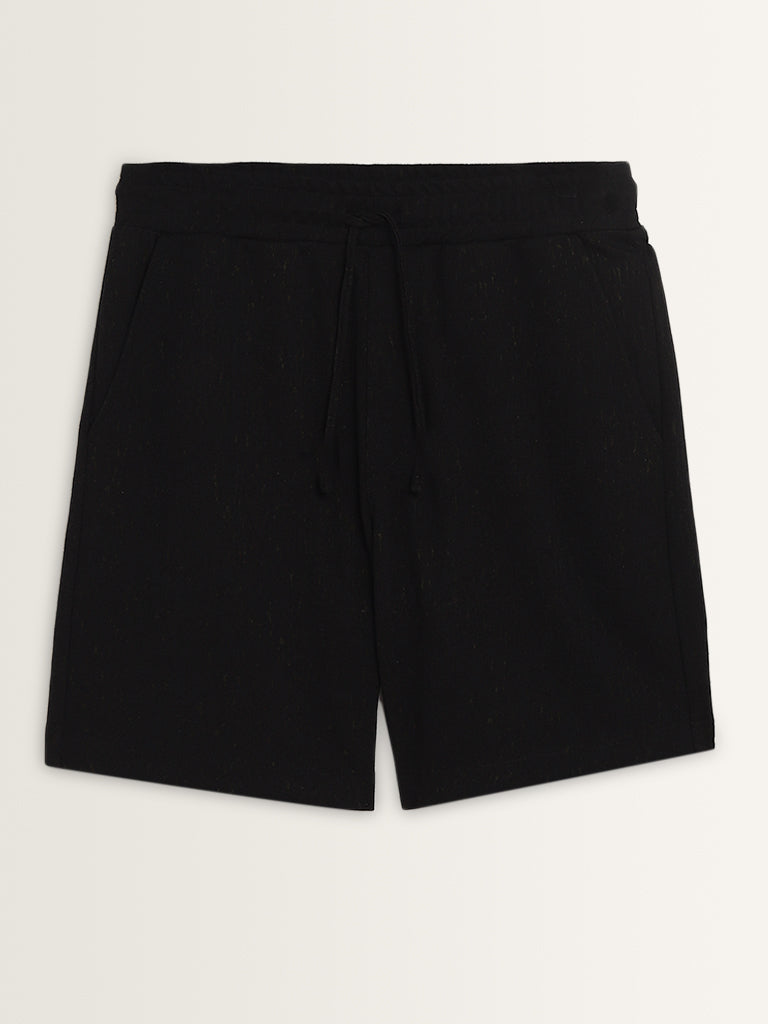 Studiofit Black Relaxed-Fit Mid-Rise Shorts