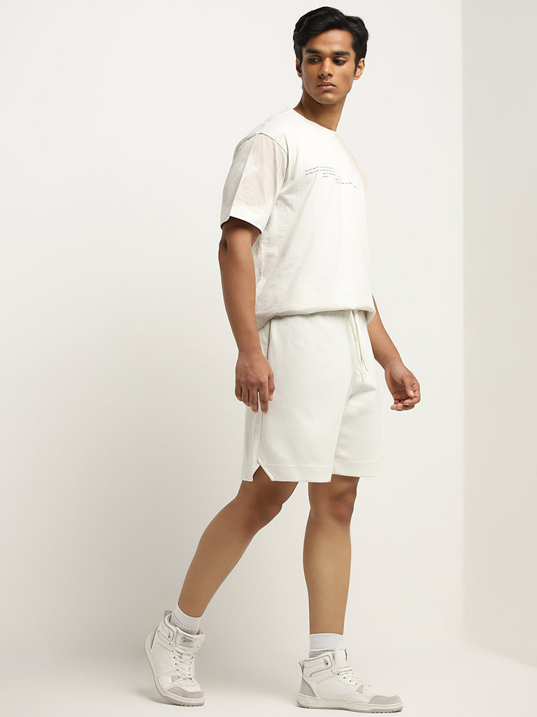 Studiofit White Relaxed-Fit Mid-Rise Shorts